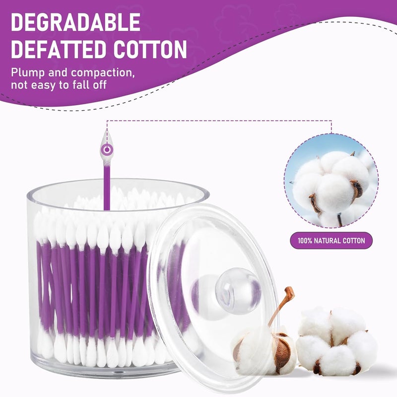 CGR 760pcs Precision Cotton Swabs packed in Acrylic swab canister with Pointed and Flattened Tip, Cosmetic Makeup Applicator(160pcs in canister, 2x300pcs in bags) (760) - Image 4